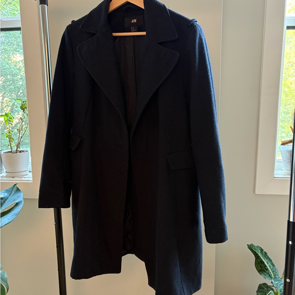 H&M Women's Elegant Navy Blue Trench Coat